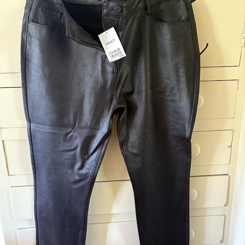 NEXT Sleek faux leather textured pants